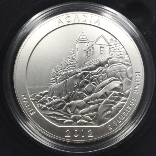 2012-P Acadia ATB 5 oz Silver Uncirculated Coin w/ US Mint OGP - Box & COA (6)