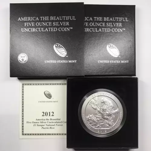 2012-P El Yunque ATB 5 oz Silver Uncirculated Coin w/ US Mint OGP - Box & COA