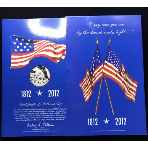 2012-P Star Spangled Banner Bicentennial Proof Silver Dollar Set w US Mint OGP (13)
