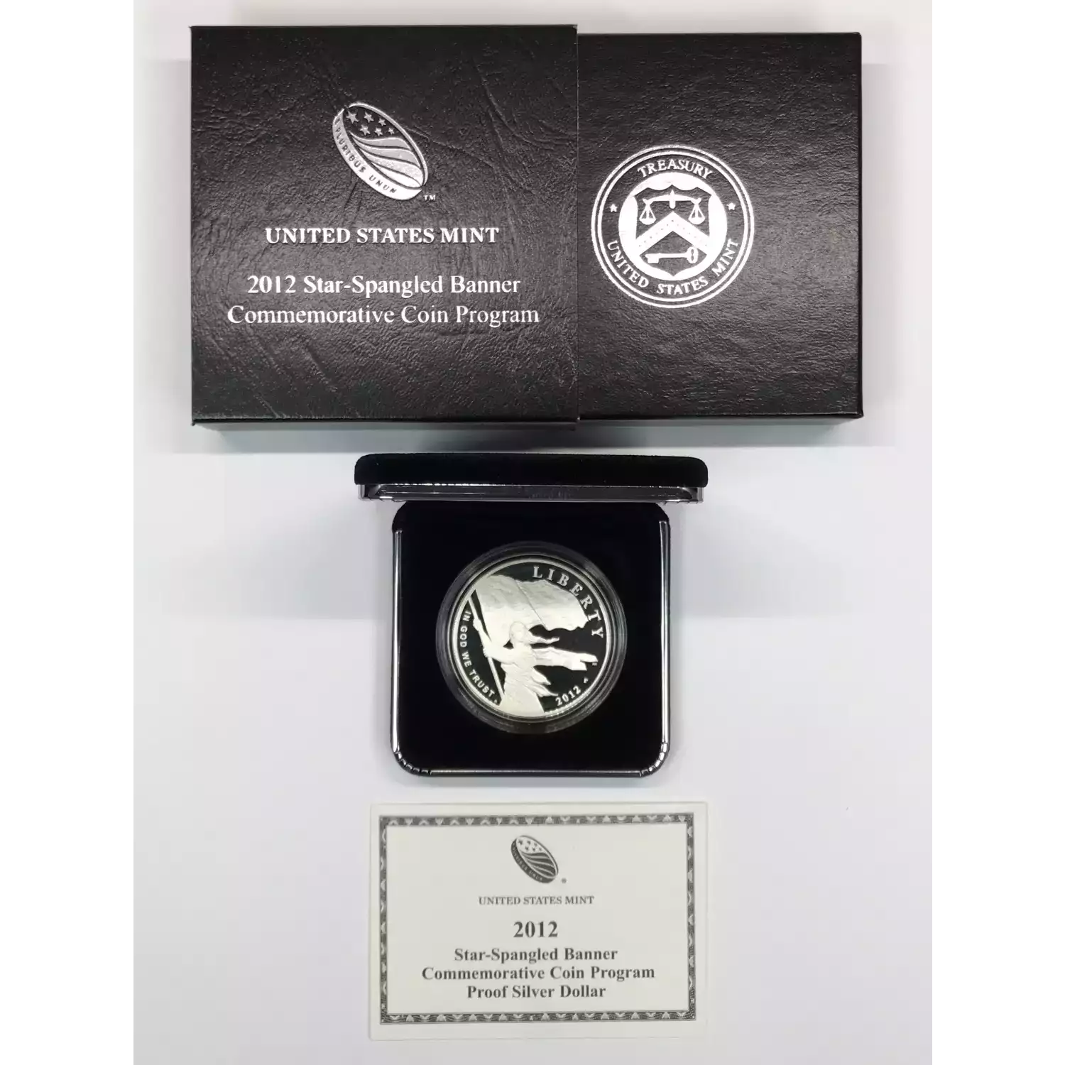 2012-P Star Spangled Banner Proof Silver Dollar w US Mint OGP - Box & COA
 (6)