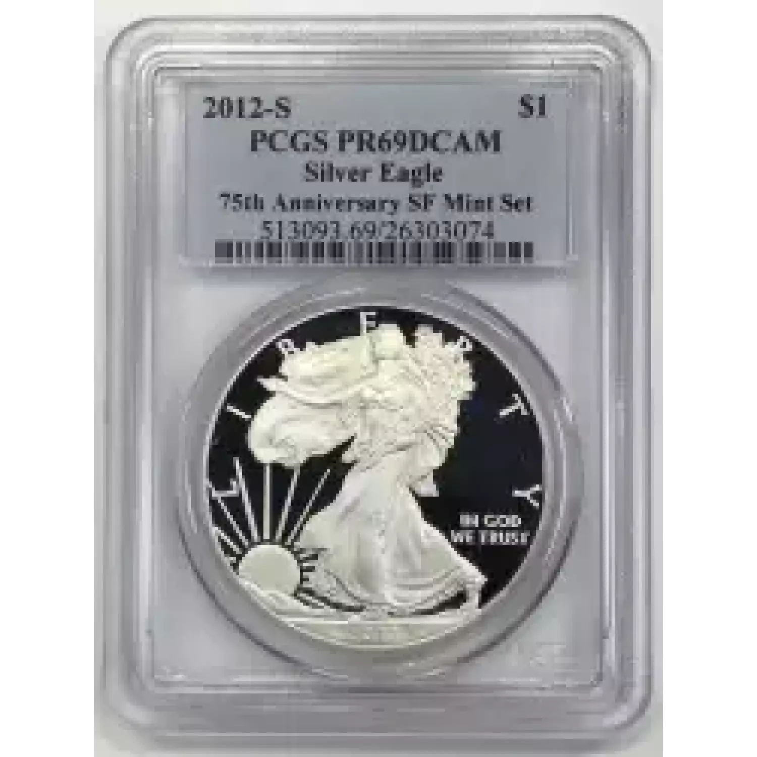 2012-S $1 Silver Eagle 75th Anniversary SF Mint Set, DCAM