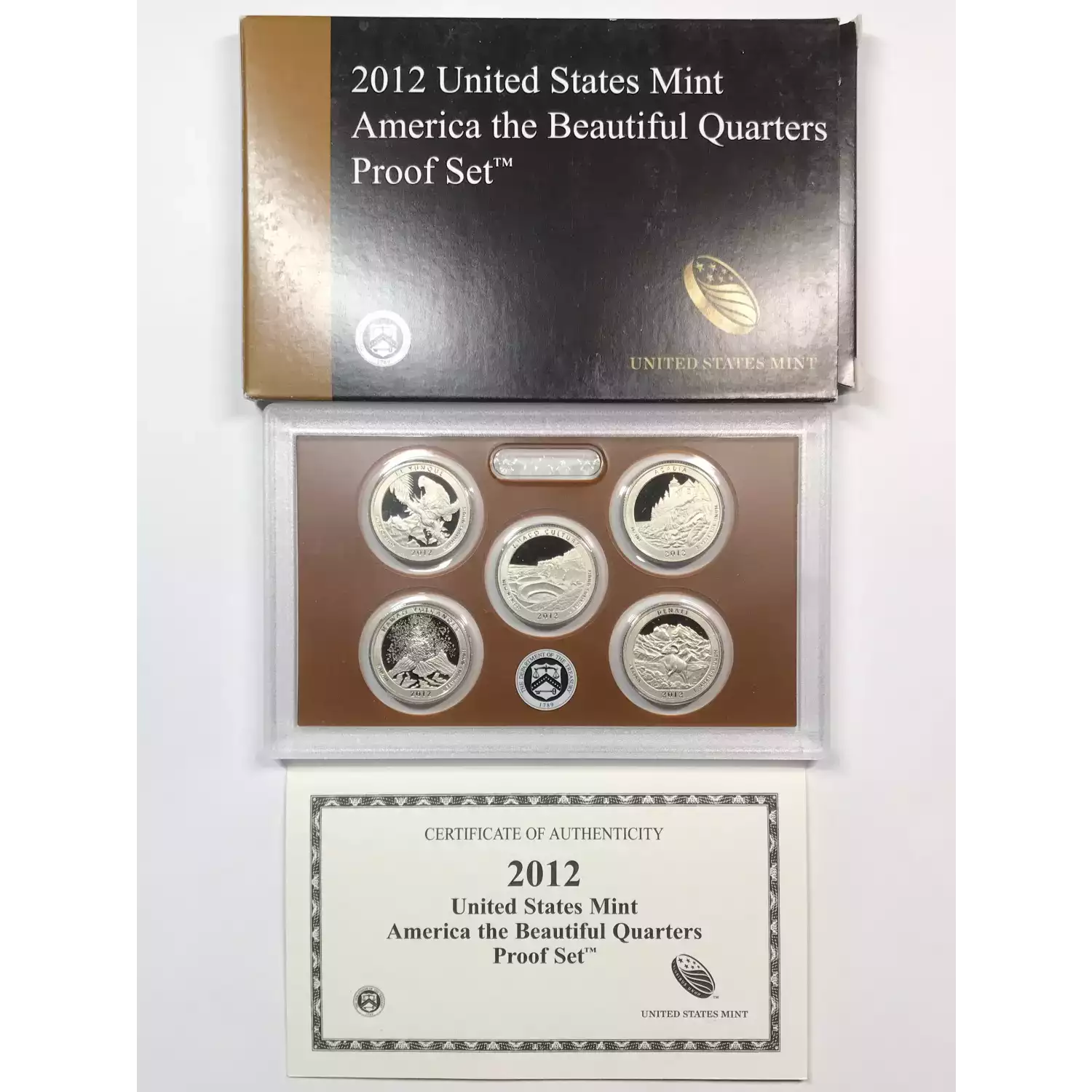 2012-S Clad Quarters Proof Set w US Mint OGP - Box & COA
