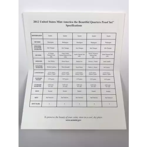 2012-S Clad Quarters Proof Set w US Mint OGP - Box & COA (4)