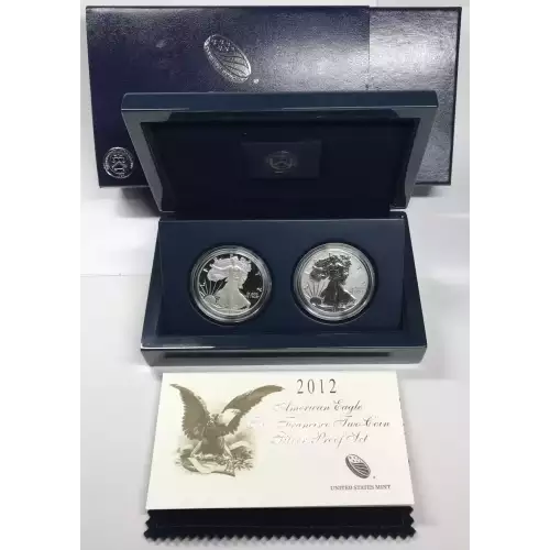 2012-S Silver Eagle San Francisco 2-Coin Proof Set w OGP Box & COA - Pf & Rev Pf