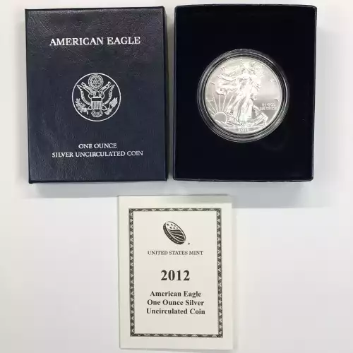 2012-W Burnished Uncirculated Silver Eagle w OGP - Box & COA (5)