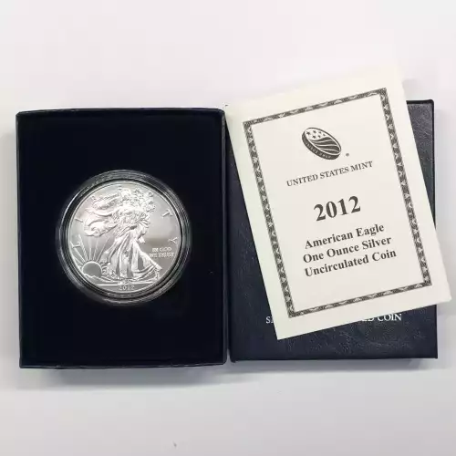 2012-W Burnished Uncirculated Silver Eagle w OGP - Box & COA