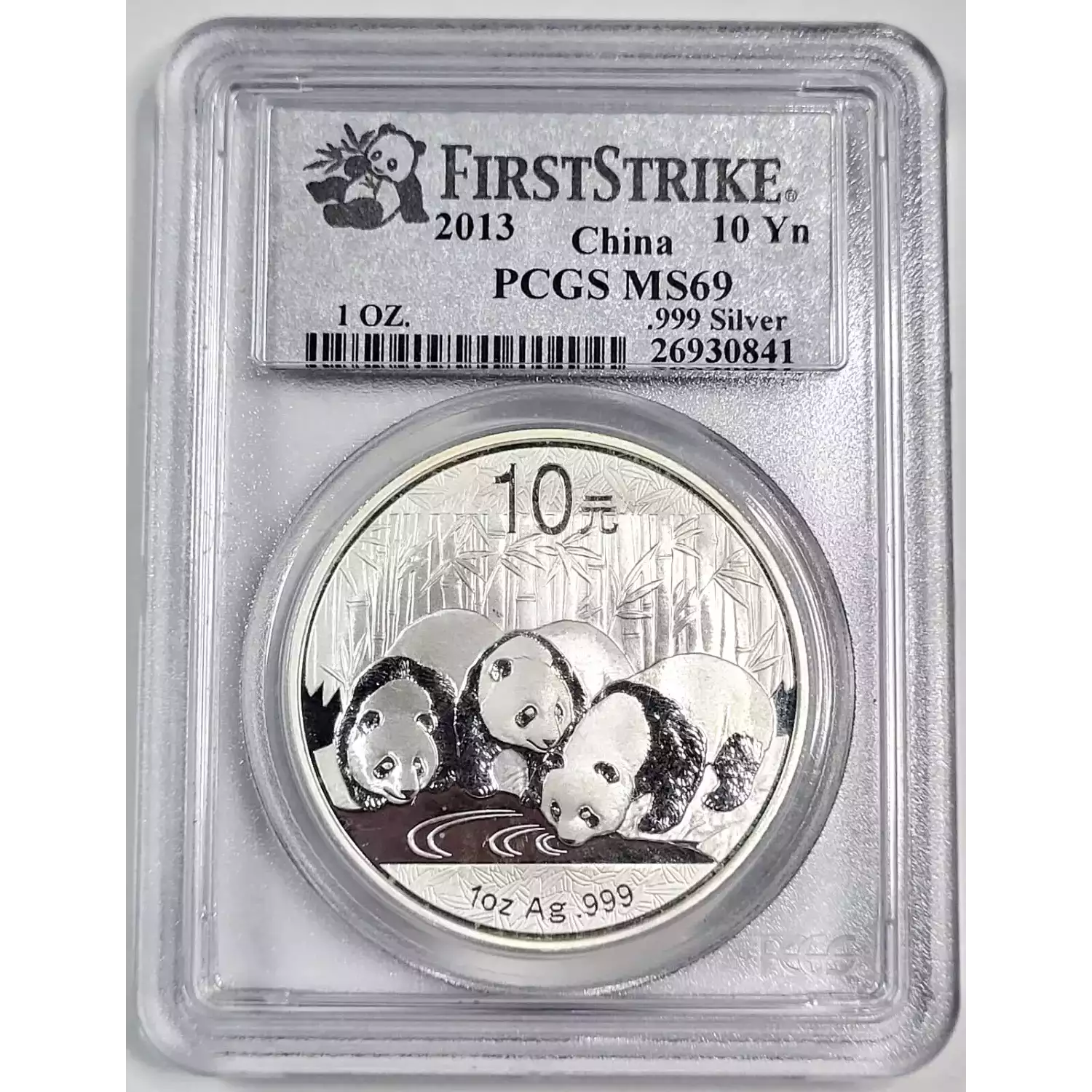 2013 People's Republic of China 10 Yuan 1 oz Silver Panda PCGS MS-69 ...