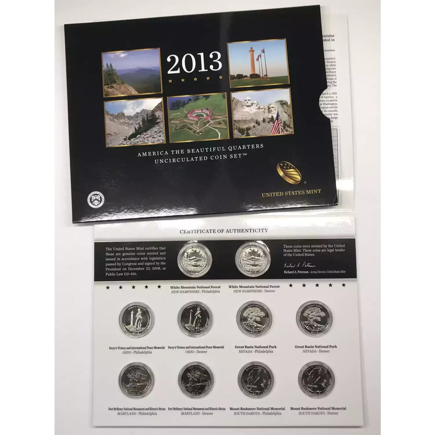 2013 America the Beautiful ATB Quarters Uncirculated 10-Coin P&D Set US Mint OGP