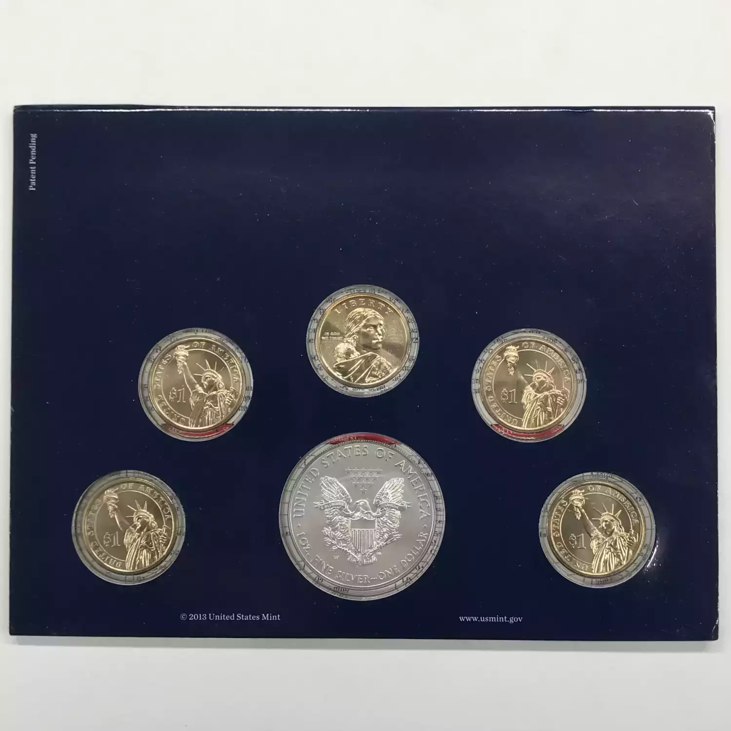 2013 Annual Uncirculated Dollar Coin Set incl W Burnished Silver Eagle - US Mint (2)