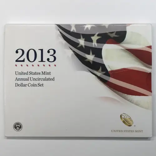 2013 Annual Uncirculated Dollar Coin Set incl W Burnished Silver Eagle - US Mint (3)