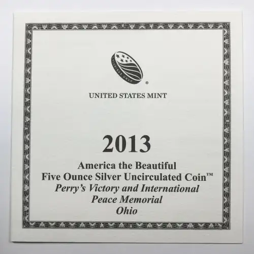 2013-P Perry's Victory ATB 5 oz Silver Uncirculated Coin w US Mint OGP Box & COA (3)