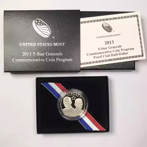 2013-S 5-Star Generals Proof Clad Half Dollar w US Mint OGP - Box & COA (5)