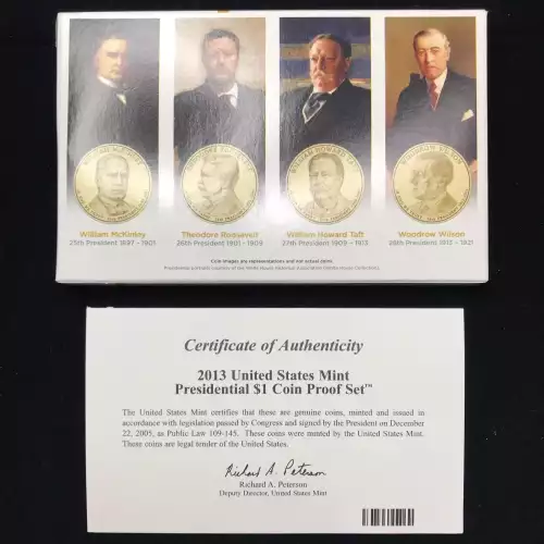 2013-S Presidential Dollar Proof Set w US Mint OGP - Box & COA (4)