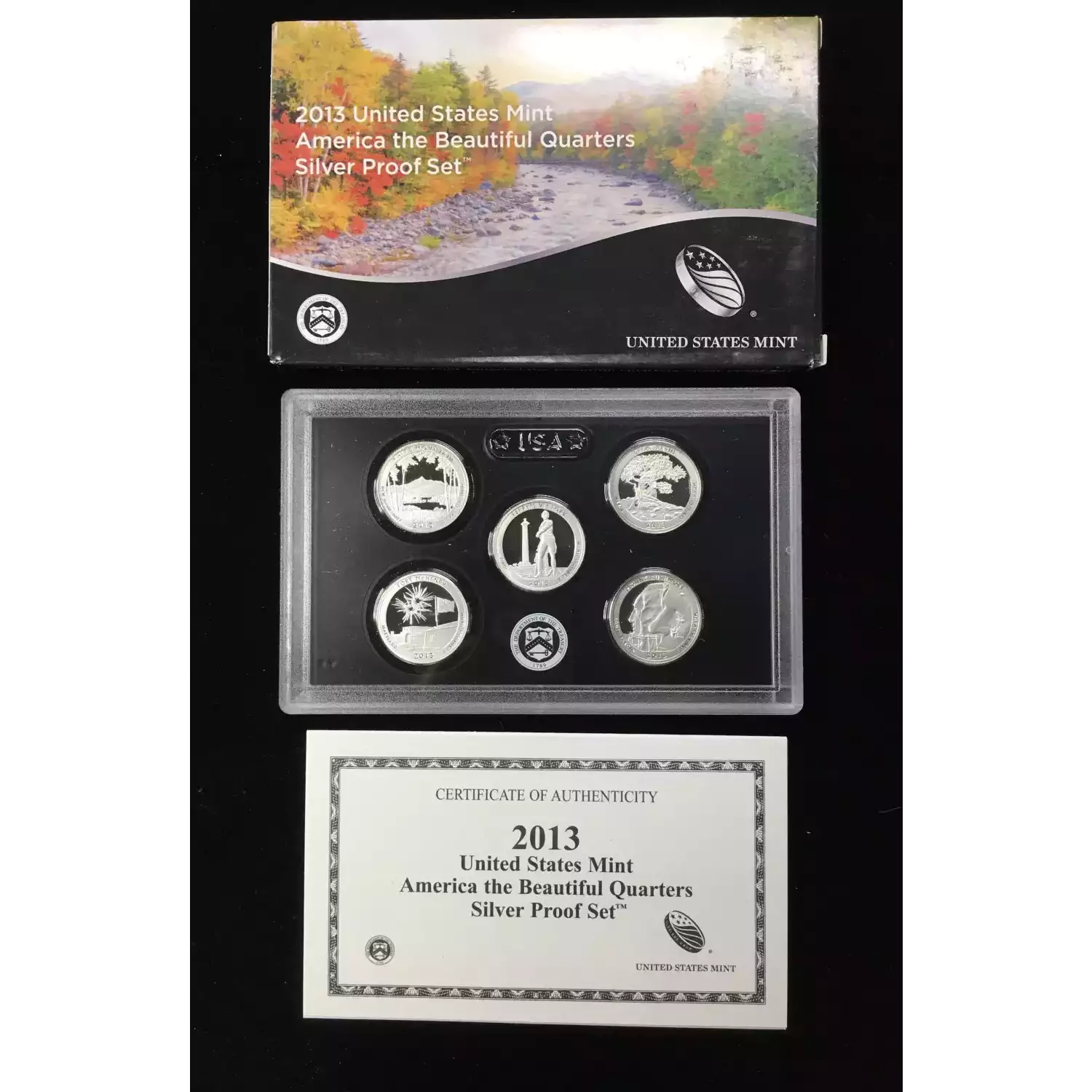 2013-S Silver Quarters Proof Set w US Mint OGP - Box & COA