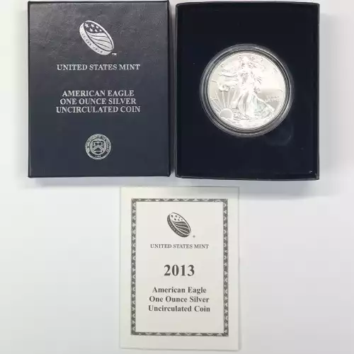 2013-W Burnished Uncirculated Silver Eagle w OGP - Box & COA