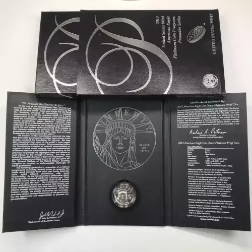 2013-W Proof 1 oz $100 Platinum Eagle Preamble Series US Mint OGP - Box & COA