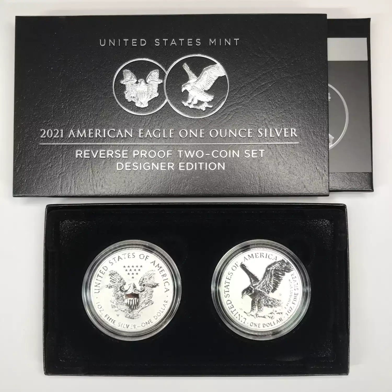 2021 Reverse Proof Silver Eagle 2-Coin Set - Designer Edition w