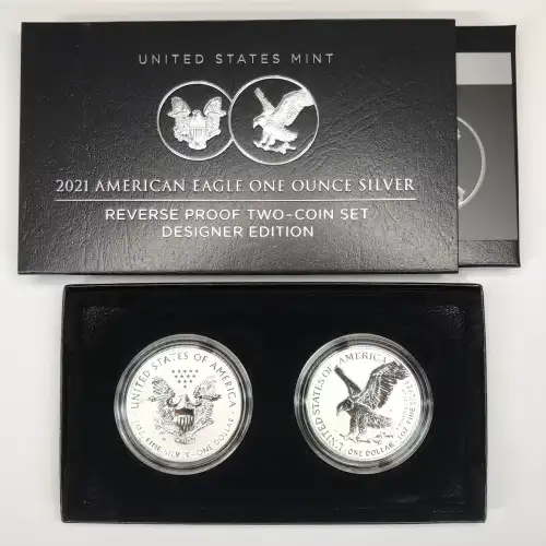 2021 Reverse Proof Silver Eagle 2-Coin Set - Designer Edition w
