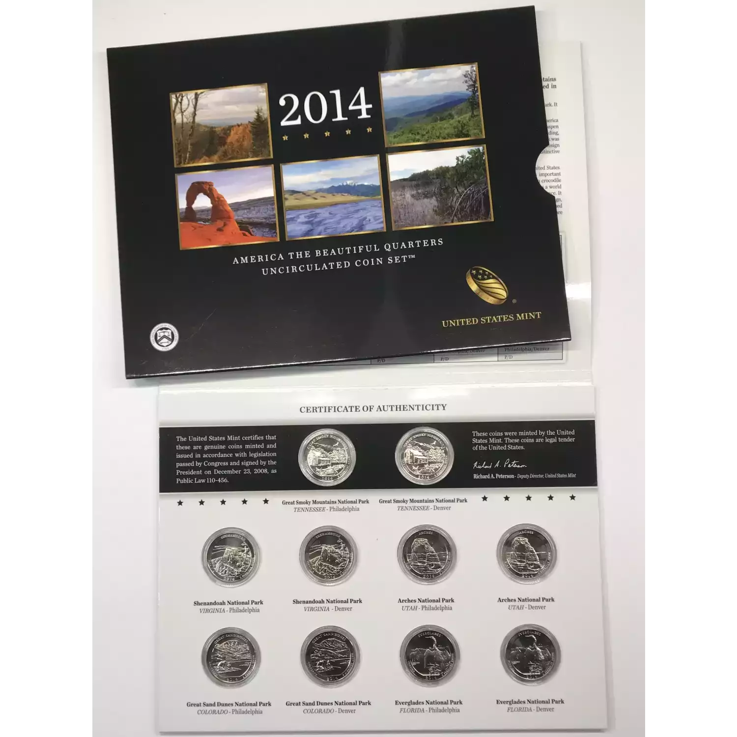 2014 America the Beautiful ATB Quarters Uncirculated 10-Coin P&D Set US Mint OGP (4)