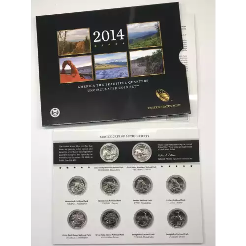 2014 America the Beautiful ATB Quarters Uncirculated 10-Coin P&D Set US Mint OGP (4)