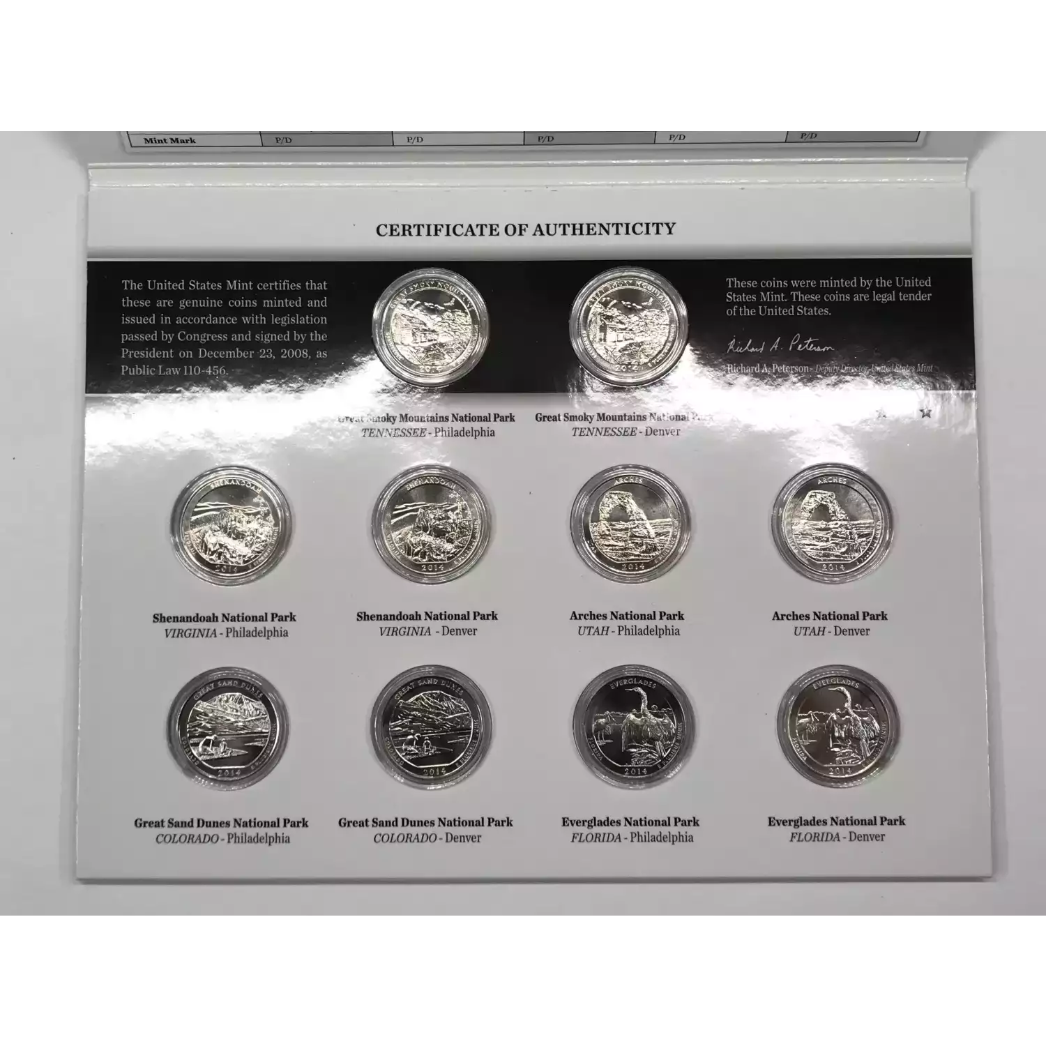 2014 America the Beautiful ATB Quarters Uncirculated 10-Coin P&D Set US Mint OGP (5)
