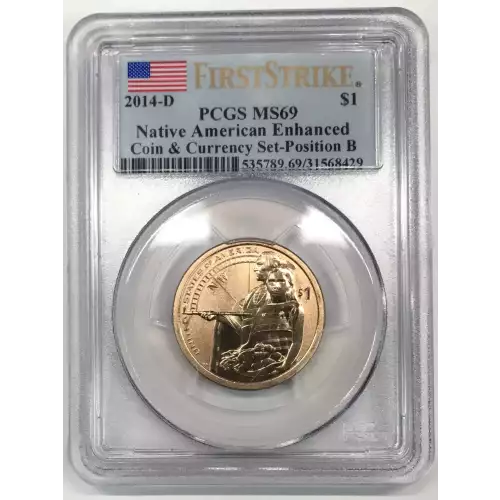 2014-D $1 Native American Enhanced Coin & Currency Set-Position B 1st Strike (2)