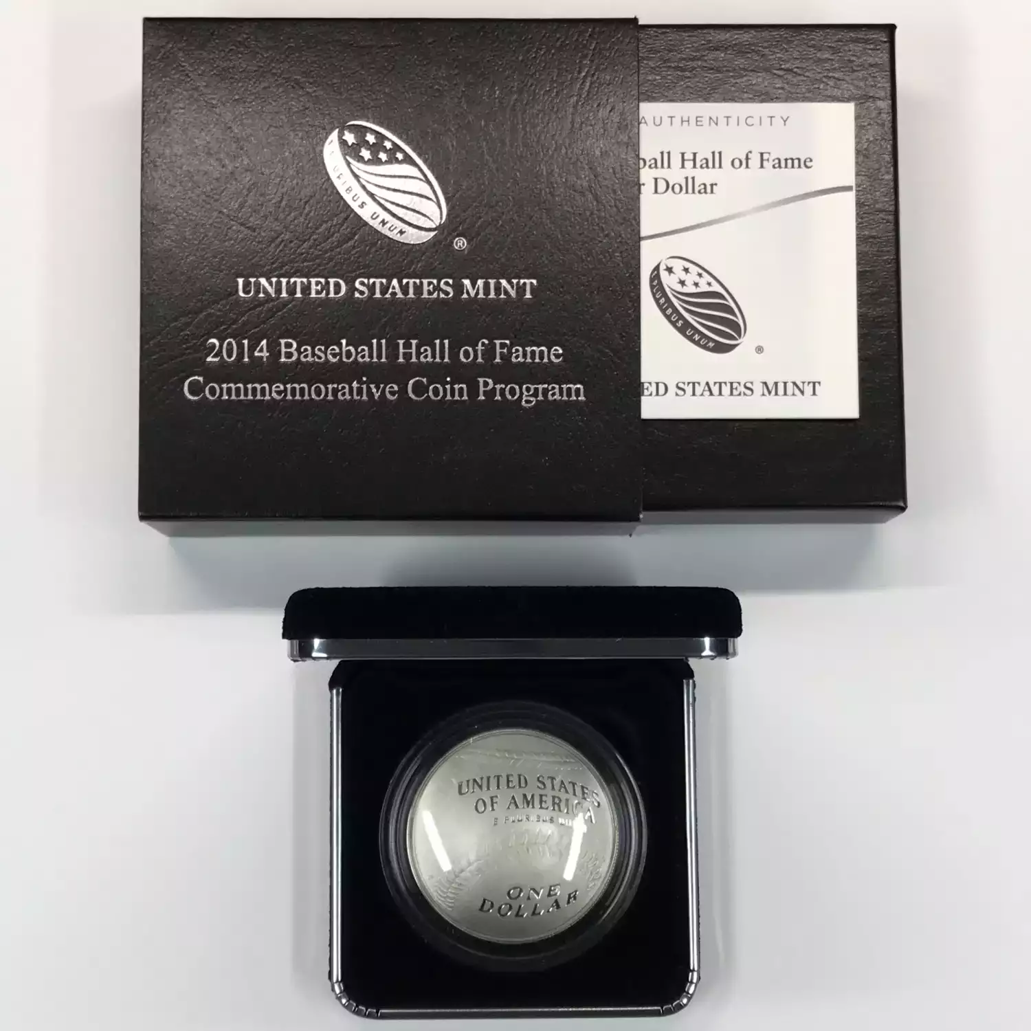 2014-P Baseball Hall of Fame Proof Silver Dollar w US Mint OGP Box & COA