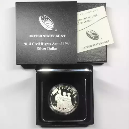 2014-P Civil Rights Act Proof Silver Dollar w US Mint OGP - Box & COA