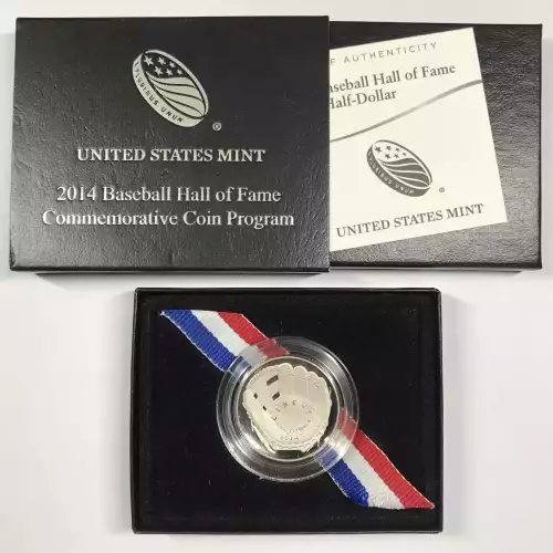 2014-S Baseball Hall of Fame Proof Clad Half Dollar w US Mint OGP - Box & COA (6)