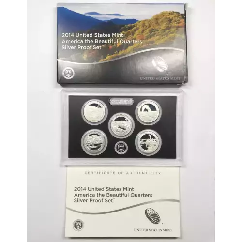 2014-S Silver Quarters Proof Set w US Mint OGP - Box & COA