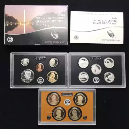 2014-S US Mint Silver Proof Set w OGP - Box & COA