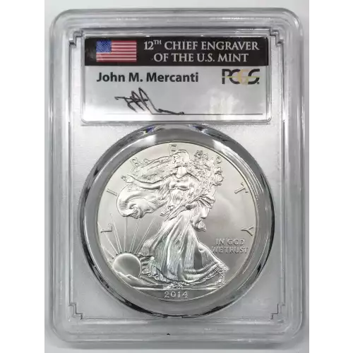 2014-W $1 Burnished Silver Eagle Mercanti Signature