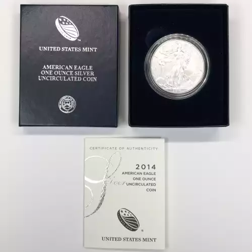 2014-W Burnished Uncirculated Silver Eagle w OGP - Box & COA