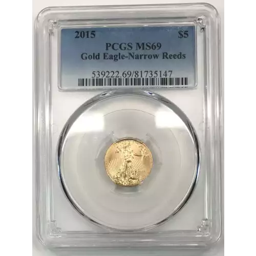 2015 $5 Gold Eagle-Narrow Reeds