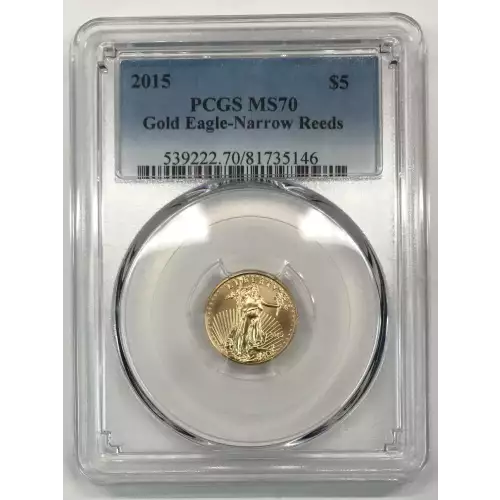 2015 $5 Gold Eagle-Narrow Reeds