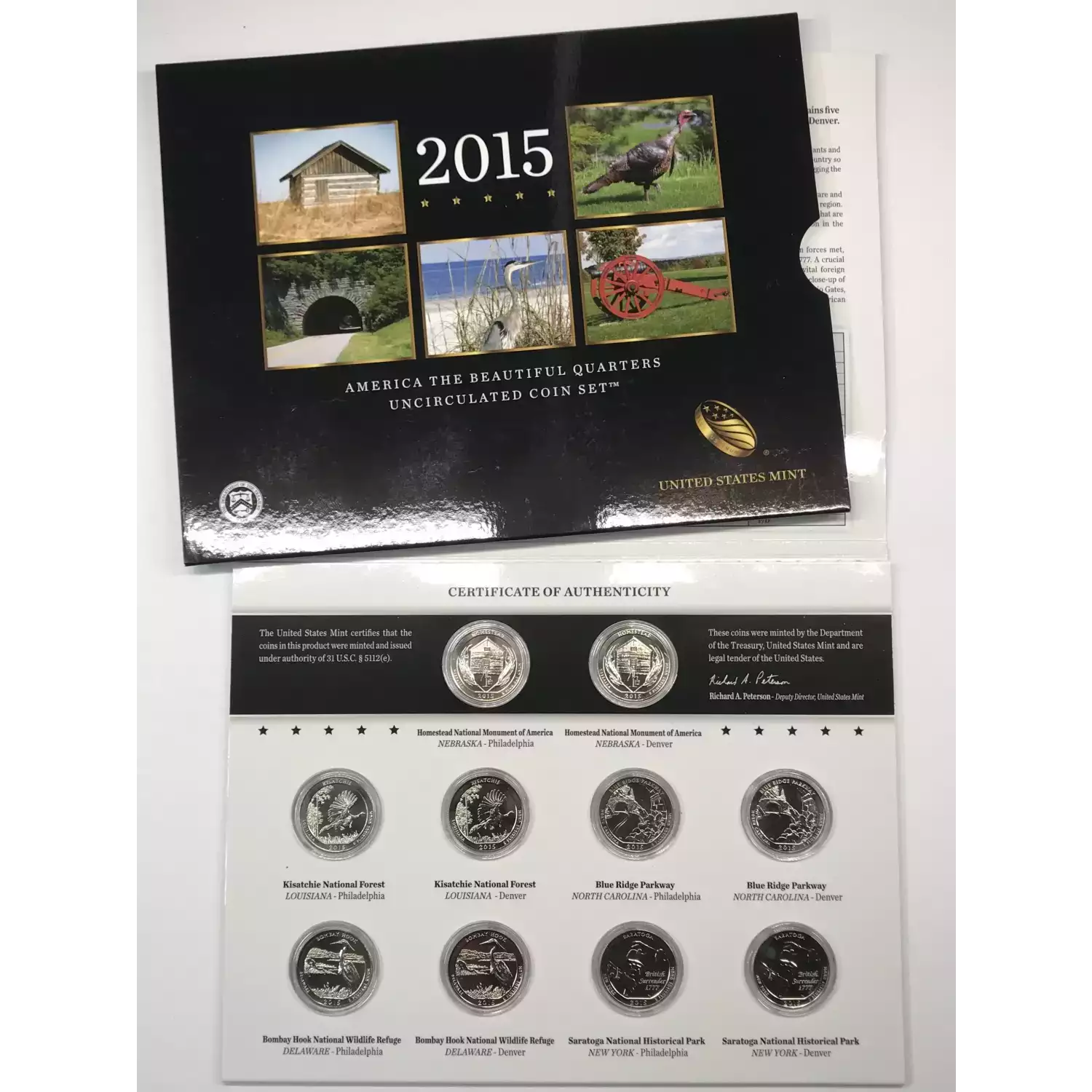 2015 America the Beautiful ATB Quarters Uncirculated 10-Coin P&D Set US Mint OGP (4)