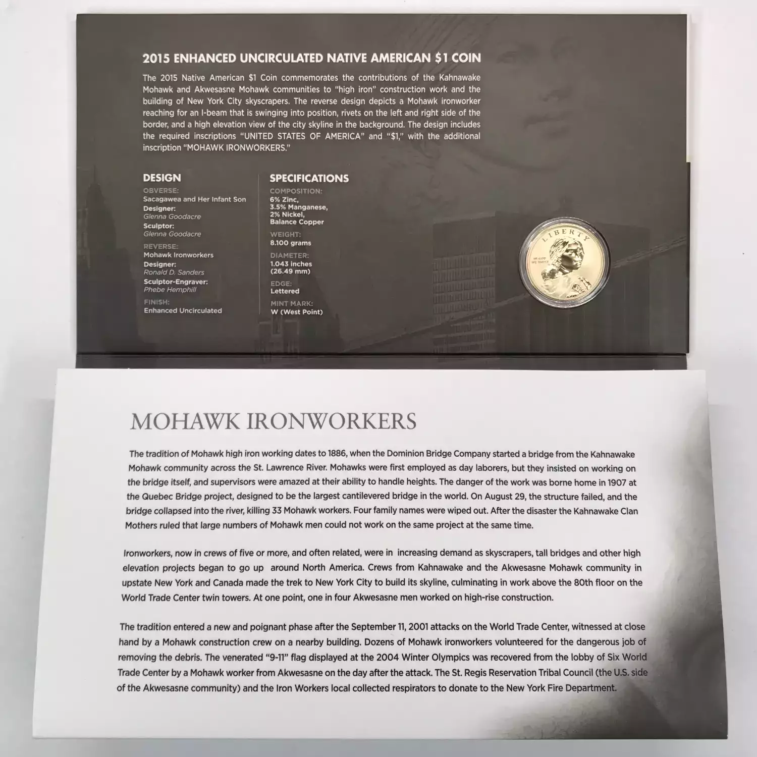 2015 Native American Mohawk Ironworkers Enhanced Uncirculated Coin Currency Set