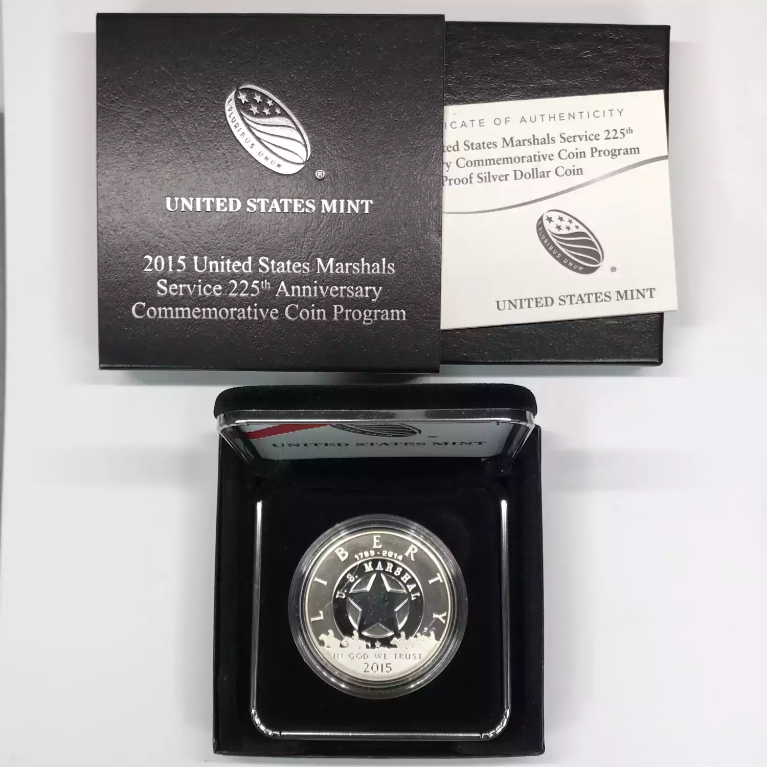2015-P US Marshals Service 225th Proof Silver Dollar w US Mint OGP - Box & COA