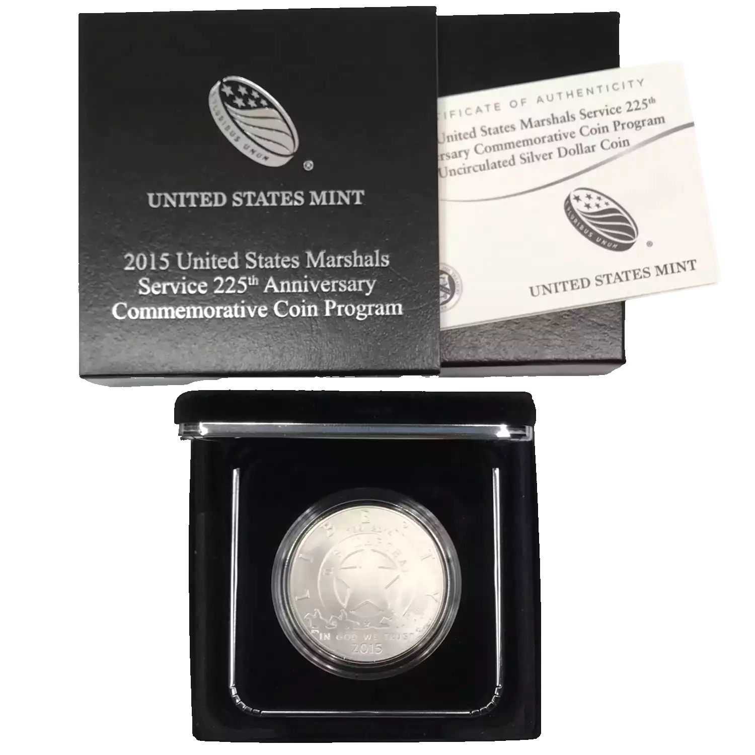 2015-P US Marshals Service 225th Uncirculated Silver Dollar US Mint OGP Box COA