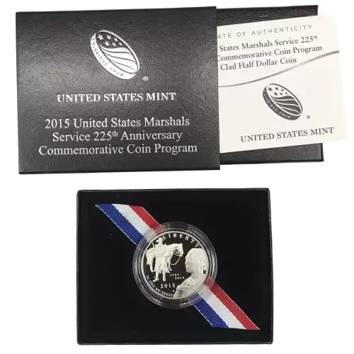 2015-S US Marshals Service 225th Proof Clad Half Dollar w US Mint OGP Box & COA
