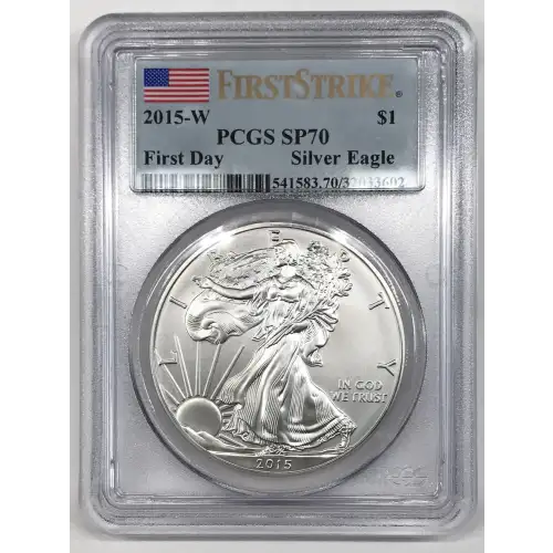 2015-W $1 Burnished Silver Eagle First Day - FS Flag Label