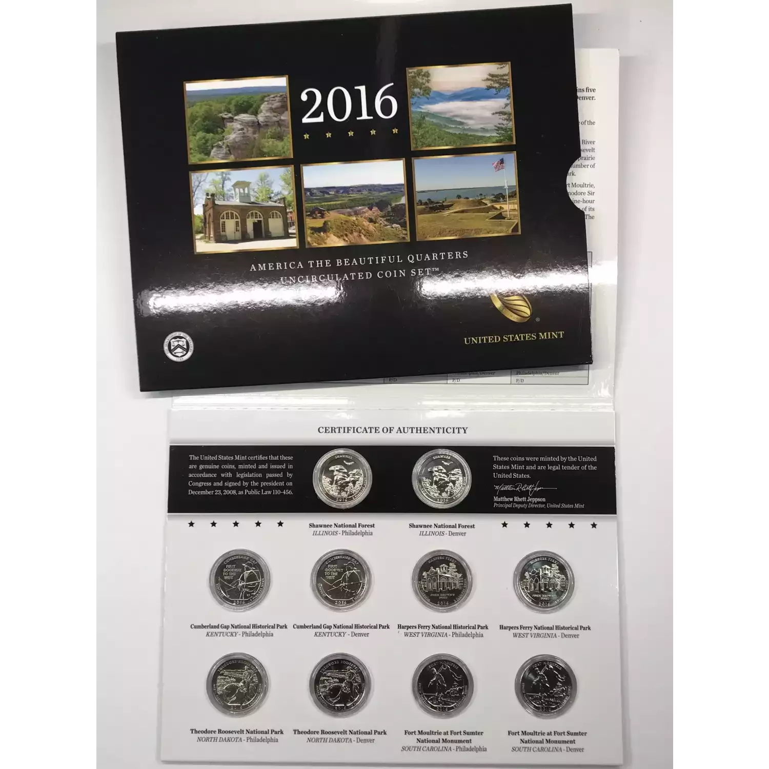 2016 America the Beautiful ATB Quarters Uncirculated 10-Coin P&D Set US Mint OGP