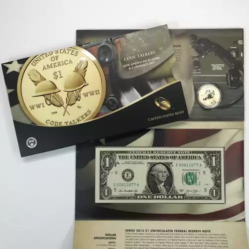 2016 Native American Code Talkers Enhanced Uncirculated $1 Coin & Currency Set