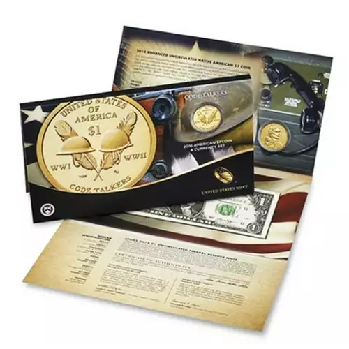 2016 Native American Code Talkers Enhanced Uncirculated $1 Coin & Currency Set