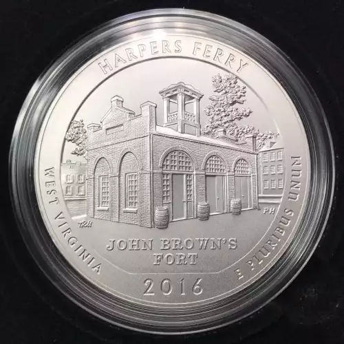 2016-P Harpers Ferry ATB 5 oz silver uncirculated coin w/ US Mint OGP box & COA (3)