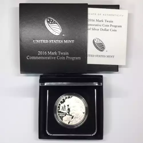 2016-P Mark Twain Proof Silver Dollar w US Mint OGP - Box & COA