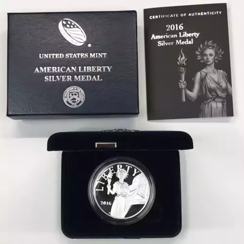 2016-S American Liberty 1 oz Proof Silver Medal w US Mint OGP - Box & COA