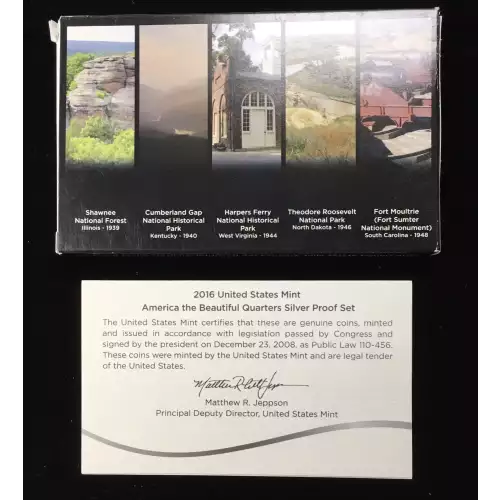 2016-S Silver Quarters Proof Set w US Mint OGP - Box & COA