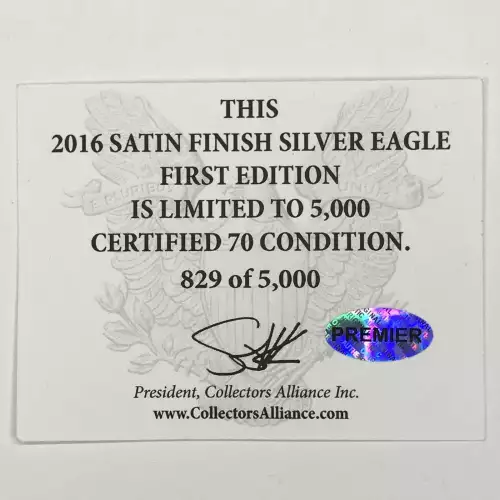 2016-W $1 Burnished Silver Eagle 30th Anniversary Lettered Edge Premier 1 of 5000 (4)