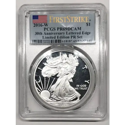 2016-W $1 Silver Eagle 30th Anniversary Lettered Edge FSLim EditionPRSet, DCAM